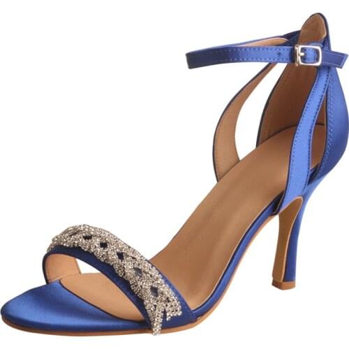 Customized Royal Blue Party Wear Sandals for Womans High Heel Summer Shoes 9CM