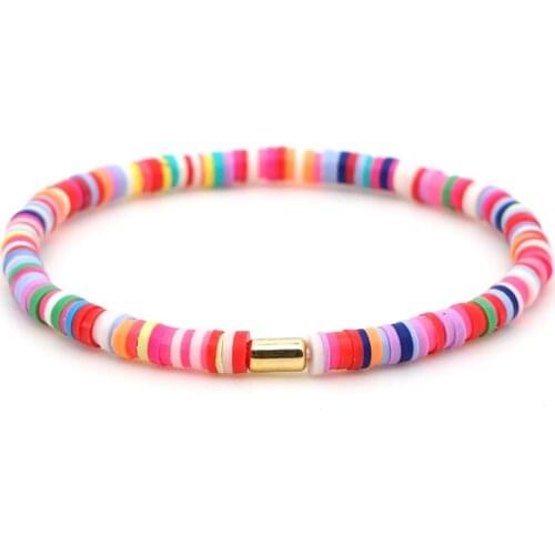 Go2Boho Summer Bracelets Jewelry 2021 Heishi Polymer Clay 4mm Disc Beads Bracelet For Women Female Pulseras Cute Accessories