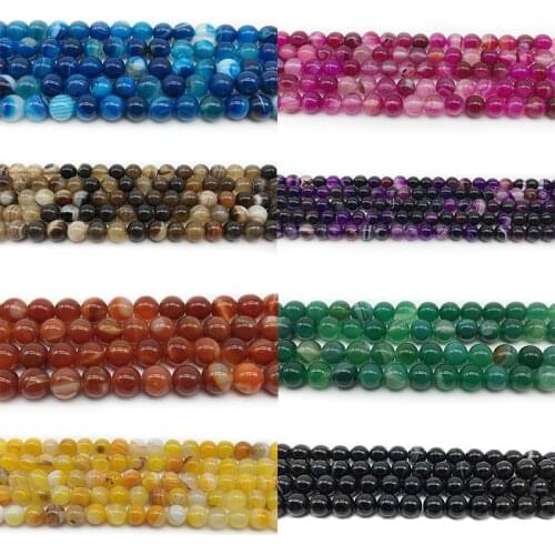 1 Strand Natural Striped Sardonyx Beads 8 Colors Agates Round Beads DIY Jewelry Making 4 6 8 10 12MM Pick Size Charm Accessories