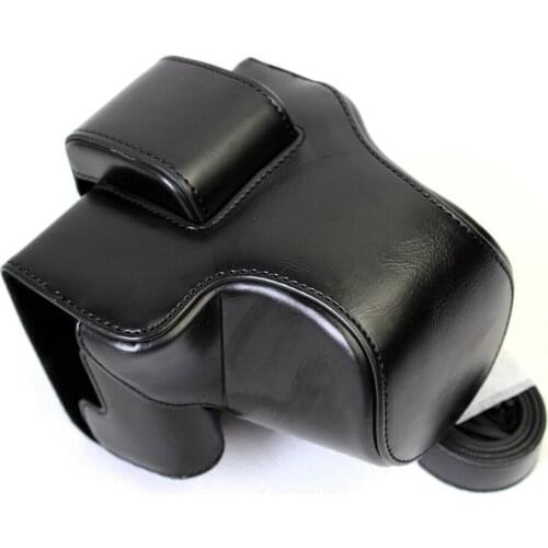 High Quality PU Leather Camera Bag Case Cover For Canon EOS M5 EOSM5 15-45mm Lens With Strap Open Battery Design