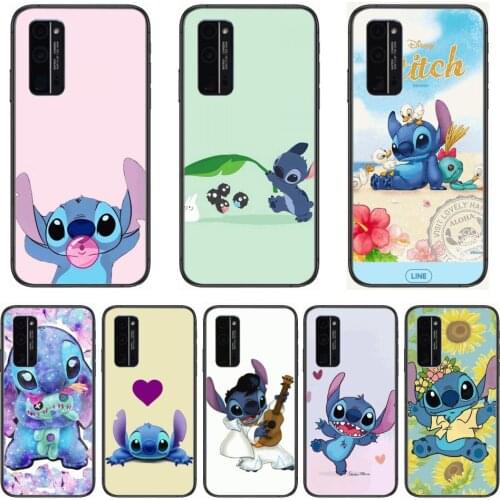 Stitch Phone Case Hull For Huawei Honor 8 9 10 20 30 A S Lite Pro 5g i Black Back Soft Cell Cover Pretty