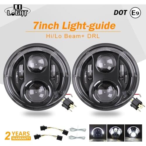 CO LIGHT 7 Inch Running Lights 55W H4 Drl White Angel Eyes Car Led Lights for Niva Lada 4x4 Offroad E9 DOT 12V 24V