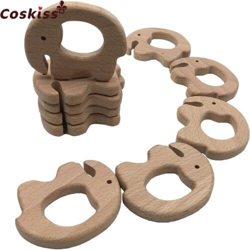 New Wood Elephant Teether Nursing Necklace Pendant Pacifier Clip Food Grade Wooden Teether Baby Gym Baby Teething Toy