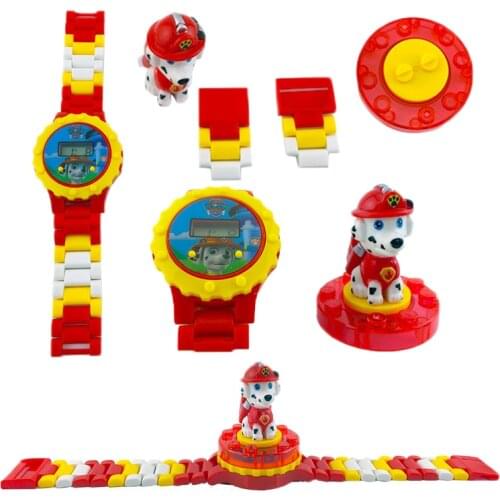Cartoons Paw patrol Chase Marshall Childrens electronic watch Building block assembling doll digital watch Boy girl Toy watch