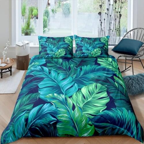 Home Textiles Luxury 3D Leaves Print Duvet Cover Set and Pillowcase Kids Bedding Set AU/EU/UK/US Queen and King Size