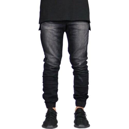 Mens New Denim Jeans Stretch Cuffed Hem Jogger Slim Ripped Designer Skinny 2019