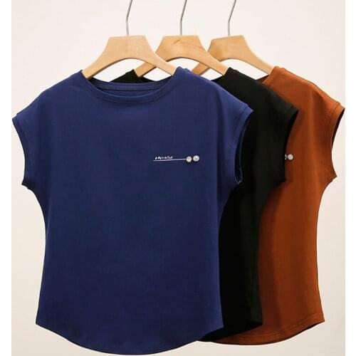 GGRIGHT Beading T shirt Women T-Shirt Summer Short Sleeve Plus Size Tshirt Female Batwing Sleeve Top Casual White Tee Shirt 2019