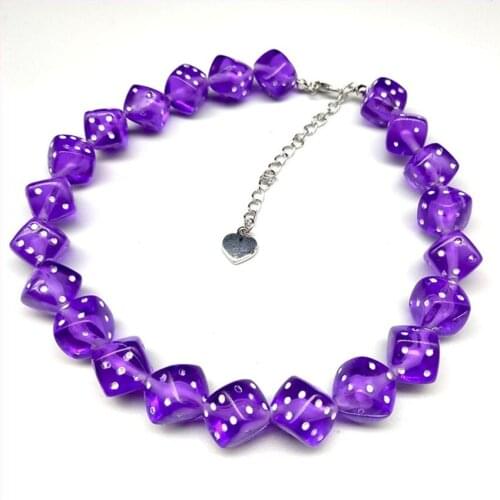 FYJS Unique Silver Plated Dice Many Colors Cube Shape Resin Pendant Beads Chain Necklace Trendy Jewelry