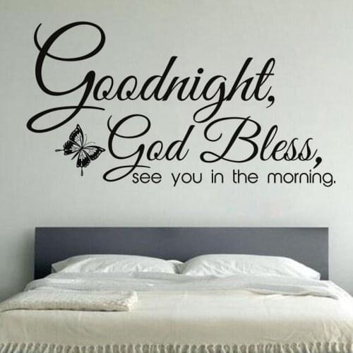 Goodnight God Bless Big Wall Sticker Home Decor Removable Butterflies Wall Decal Living Room Bedroom Decoration