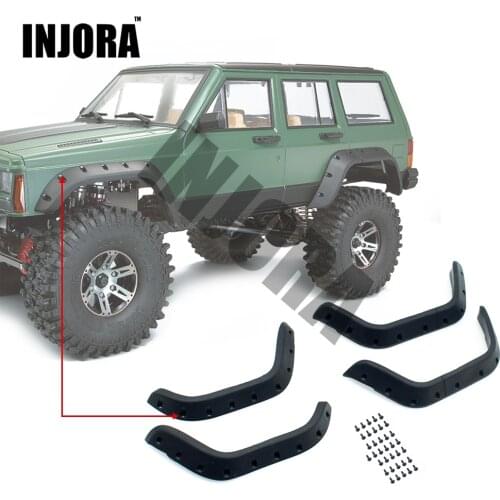 INJORA 1:10 RC Crawler Black Rubber Fender Flares for Axial SCX10 II 90046 90047 Body Car Shell