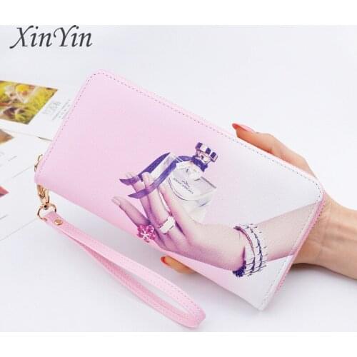 Long wallet fashion print women designer brand purse lady party wallets PU leather female card holder high quality cellphone bag