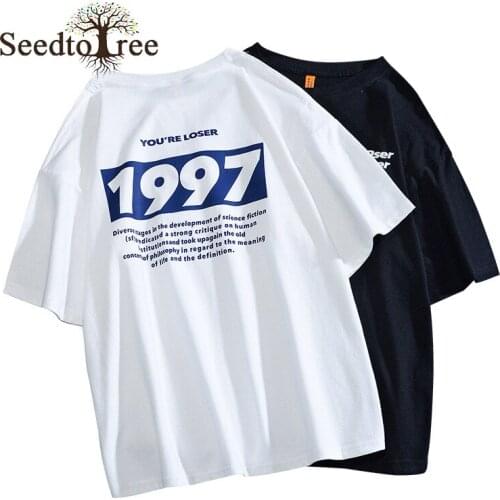 Summer Mens and Womens Korean Casual Loose Cotton Short Sleeved T-shirt Large Size S-5XL Letter Print Top Ins Couple Suit