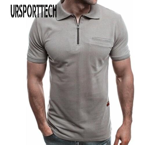 Summer Zipper Mens Polo Shirt Solid Color Lapel Pocket Loose Short Sleeve Polo Shirts Men Plus Size Brand Polo Shirts Male Tops
