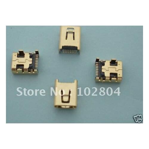 Mini USB Jack Female Socket Connector 8 Pin Gold Plated 10 pcs per Lot