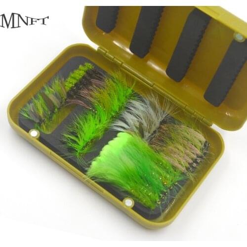 MNFT 56/40PCS Green Feathers Flies Fly Hook Trout Flies Outdoor Fly Fishing Set Box Reservoir Pond Artificial Bait