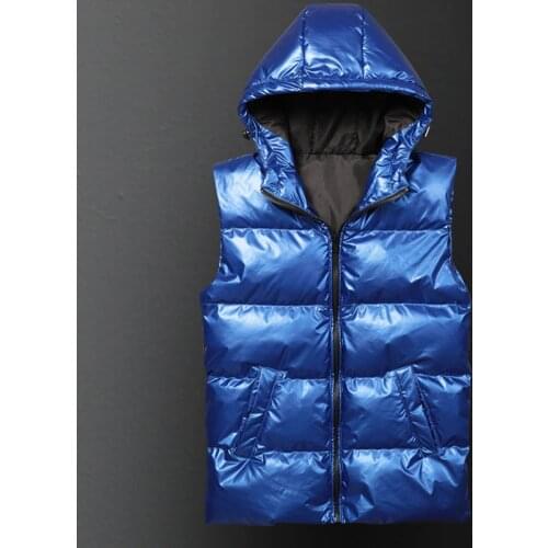 Fashion Mens vest Winter Warm Hooded Padded Coat youth Cotton jacket Thick Down Parka fashion youth warm Men Vest Winter Jacket