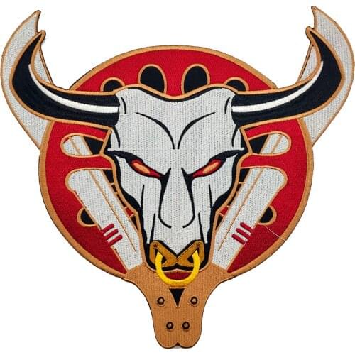 Ox Horn Backing Motorcycle Patches Rider Embroidered Iron On Back Of Jacket Patch DIY Eco-Friendly Black Twill Fabric Iron Patch