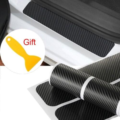 For Nissan Navara Car Scuff Plate Side Door Sills Guard Car Stickers 4D Carbon Fiber Interior Car Accessories 4Pcs per set