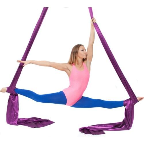 Pure Color Yoga Aerial Silks Set 15.6Meters/17Yards Low Stretch Nylon High Strength Fly Silk Yoga fly trapeze indoor