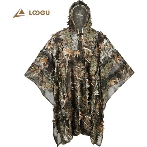 LOOGU 3D Maple Leaf Hunting Cloak Outdoor Wargame Tactical Airsoft Ghillie Suit Training Birdwatch Polyester Jacket and Pants