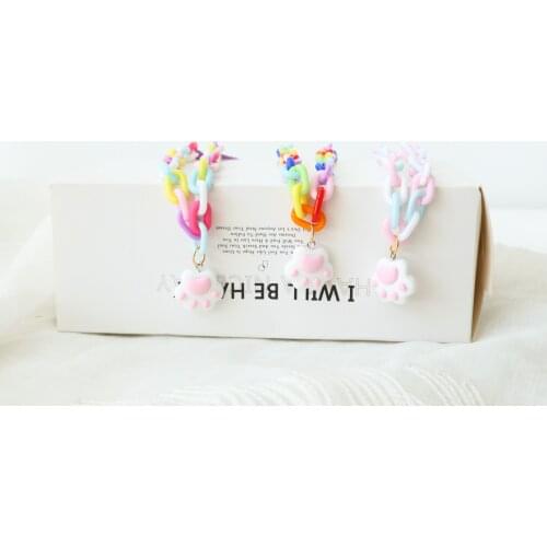 Dog Candy Color Cat Paw Bell Pendant Collar Cat Safety Necklace Adjustable Anti-suffocation Neck Circumference Pet Accessories