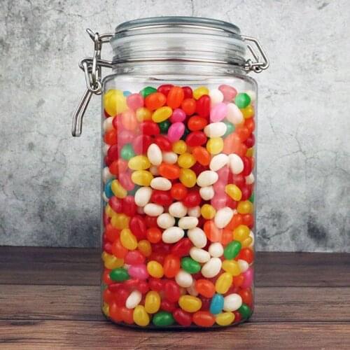 1550ML Plastic Square Clip Top Storage Jar With Airtight Seal Lid Food Container Tableware Preserving Kitchen Flour Pasta Spice