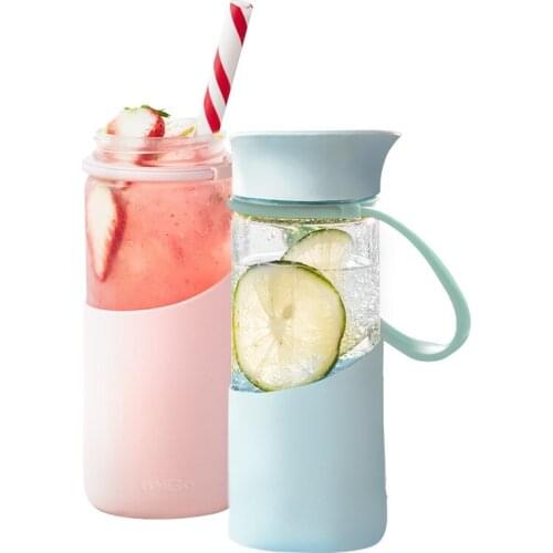 Simple Cute Cup Girl Solid Glass Transparent Cup Portable Creative Botellas Para Agua Travel Student Juice Water Cup EA60SH