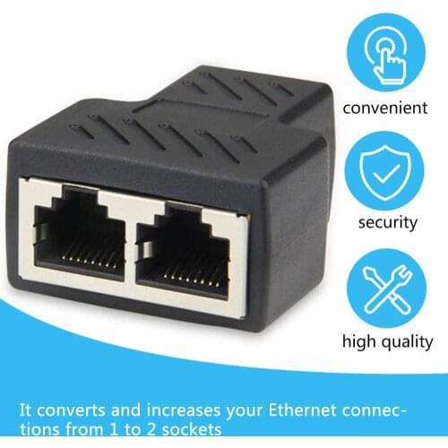 RJ45 Ethernet LAN Network Y Splitter 3 Ports Coupler Connector 1 To 2 Socket Splitter Connector Female Socket Network Plug