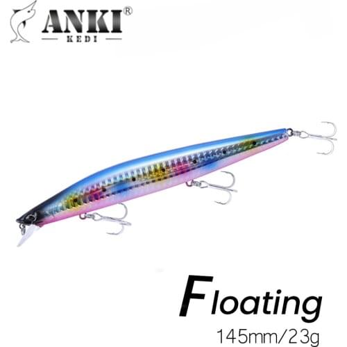ANKIKEDI Wobbler Floating Minnow Fishing Lure Pike Bass 143mm 23g with 3 Fishing Hooks Fishing Lure for Shallow Water Fish Lure