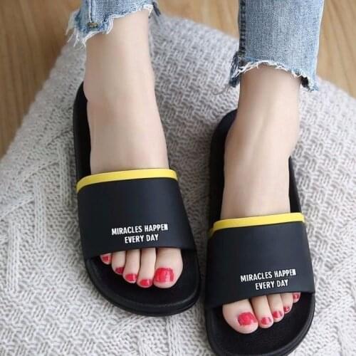 Women Summer Slippers Slide Sandals Beach Slides Words Flip Flops Comfortable Thick Bottom Women Men Boys Couple Bathe Shoes