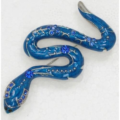 Animal Snake Brooch Blue Rhinestone Enamel Pin brooches C978 B