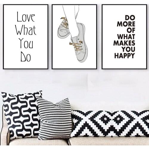 Nordic English Shoes "Love What You Do" Decorative Canvas Painting Shop Decoration Hotel Cuadros Decoracion Dormitorio Wall Art