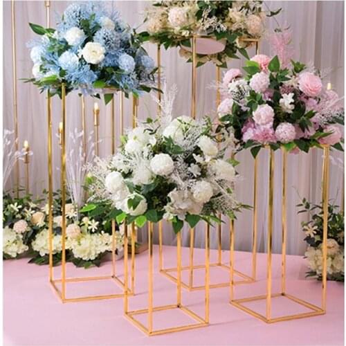 Wedding Decoration Electroplate Iron Geometric Placed Props Road Lead T Station Supplies Rectangle Wedding Plinth Flower stand