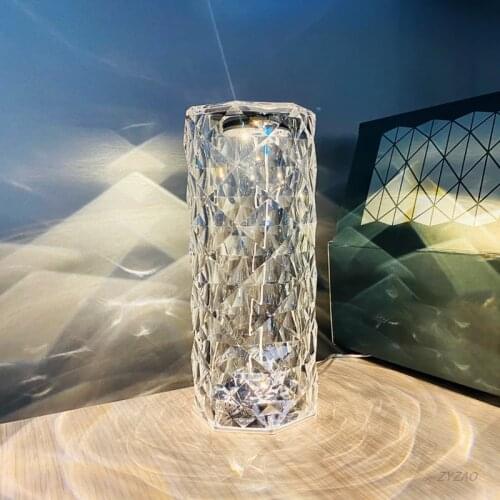 Girl Friend Rose Led Table Lamps Creative Columnar Diamond Crystal USB Table Lights Bedroom Bedside Atmosphere Home Decor Lamps