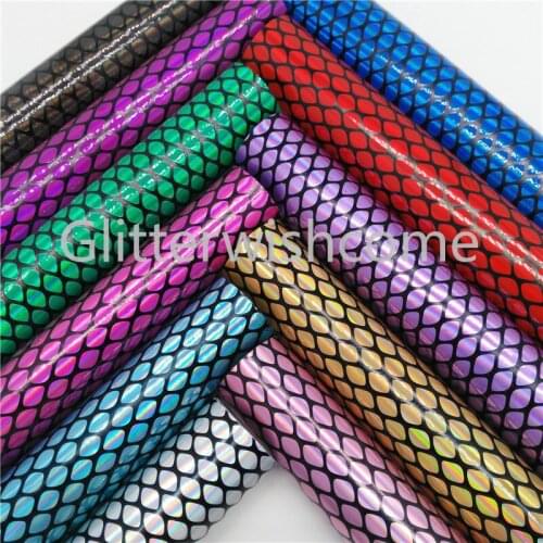 Glitterwishcome 21X29CM A4 Size Iridescent Faux Leather Fabric, Synthetic Leather, Snake Faux leather Sheets for Bows, GM3215A