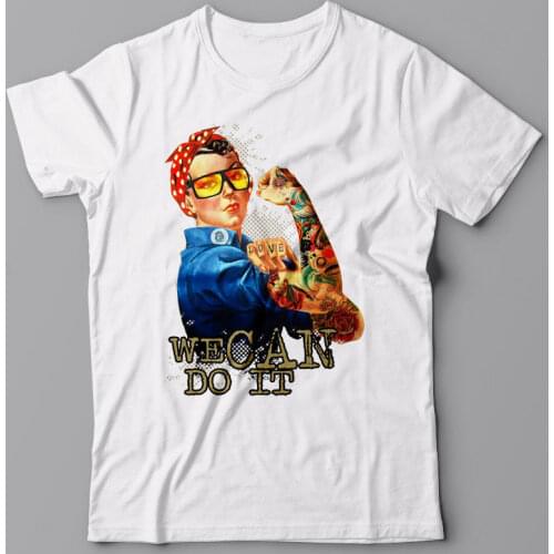 Print O-Neck Funny Graphic T-shirt WE CAN DO IT - WWII Poster, ROSIE The RIVETER Tattooed Summer Style T Shirt Men
