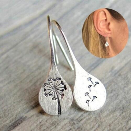 Woman Dandelion Simple Retro Earrings Hand-carved Dandelion Shape Seed Earrings Female Earrings Wholesale 2020 Trend