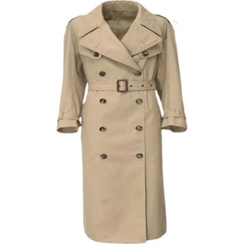 2021 autumn fashion skirt style trench coat women double breasted long outerwear
