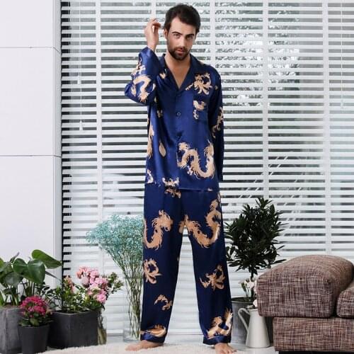 Dragon Printed Women Pajamas Set Long Sleeve Pant Lougne Casual Pijamas Suit Sleepwear Soft Nightwear Home Clothes