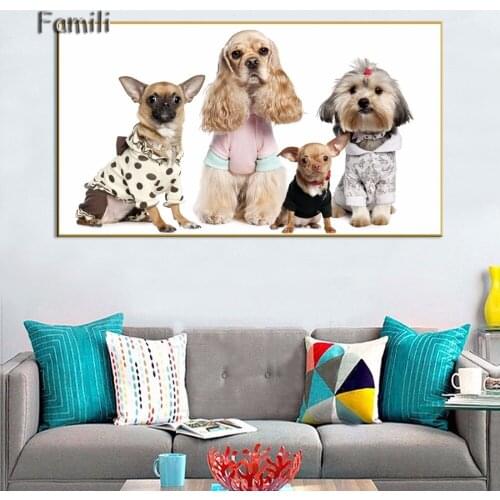 Home Decor Canvas Painting Animal Dog Cat Art Picture For Dedroom Bedside Decor Nursery Kids Room Kitten Puppy Painting No Frame