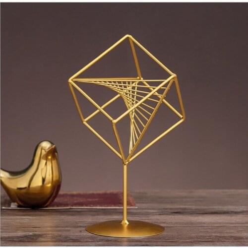 Golden Metal Cube Model Iron TV cabinet Decor Metal Square Cabinet decoration