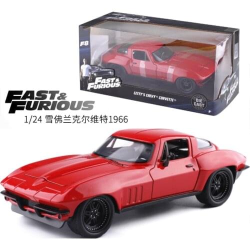 1:24 Scale Metal Alloy Advanced Car Diecast Model Fast F8 Chevrolet Corvette 1966 Toy Collection F Gift
