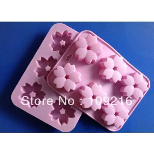 1pcs 6 Holes Small Cherry Blossom Green Good Quality 100% Food Grade Silicone Cake/Pudding/Chocolate Baking Pan DIY mold