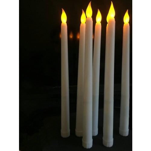 20pcs Battery operated flickering flameless Led taper candle lamp Candlestick Xmas Wedding table Home Church decor 28cm(H)-Amber