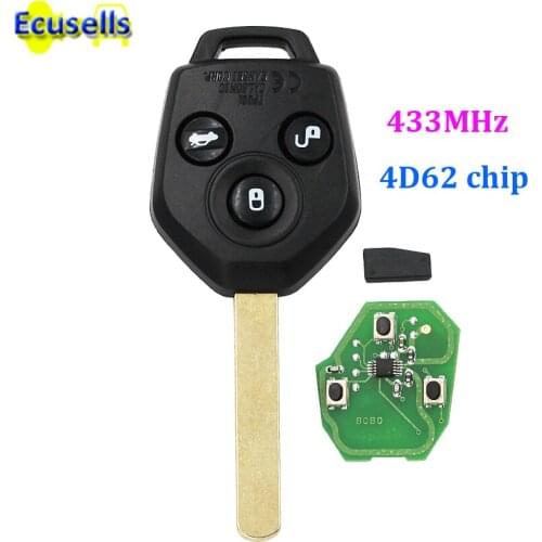 3pcs/lot UNCUT KEY KEYLESS ENTRY REMOTE key Fob 3 Button for Subaru Forester 433MHz 4D62 Chip