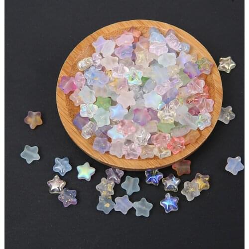 50/100Pcs Gradient Color Star Czech Lampwork Crystal Glass Spacer Beads For Jewelry Making Diy Needlework Bracelet Necklace