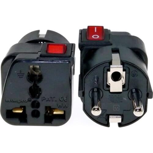 2 X Israel Schuko Germany France Korea Travel Adapter Power Plug Convert UK/US/AU/EU.....World Plug Black Color WONPRO Brand