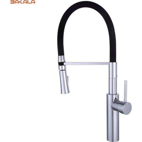 BAKALA Hot Sale Pull Out Spring Kitchen Faucet Brass Vessel Sink Mixer Tap Sprayer Swivel Spout Mixer Tap BR-9203