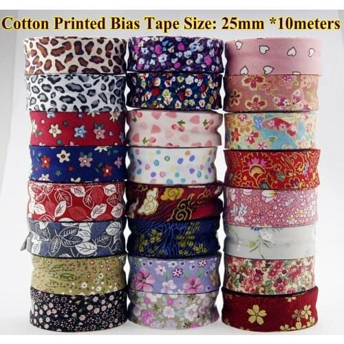 Free shipment -100% Cotton Bias tape printed, size: 25mm,1" 10meter printed flowers Cotton twill Bias binding tape DIY sewing