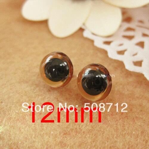 Free shipping!!!!100pcs 12mm Dark brown Sew-in Acrylic Eyes Bears Dolls/Toy eyes/Sew eyes
